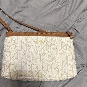 Calvin Klein Beige and Brown Crossbody Bag